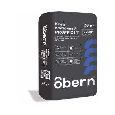 Obern Клей плиточный усиленный армирующими волокнами PROFF С1Т 25 кг